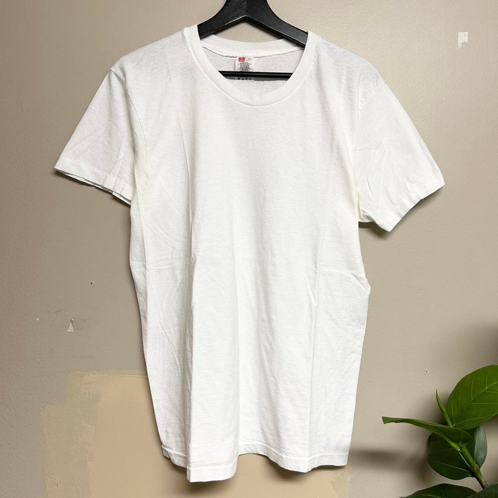 Vintage 90s Hanes Blank Single Stitch White T-Shirt Mens Large L Cotton